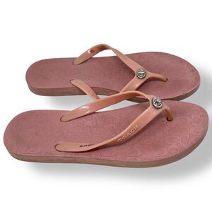 COACH Abbigail Rubber ROSE Turnlock Flip Flops Sz 7
